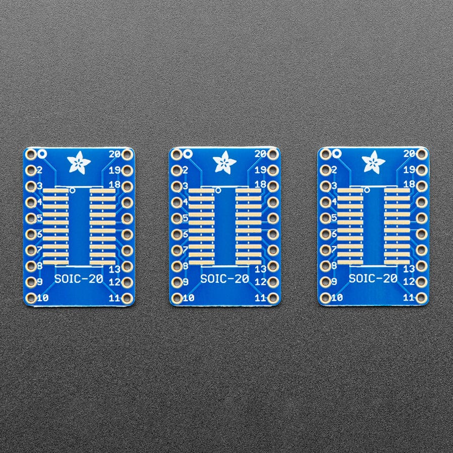 SMT Breakout PCB for SOIC-20 or TSSOP-20 - 3 Pack - The Pi Hut