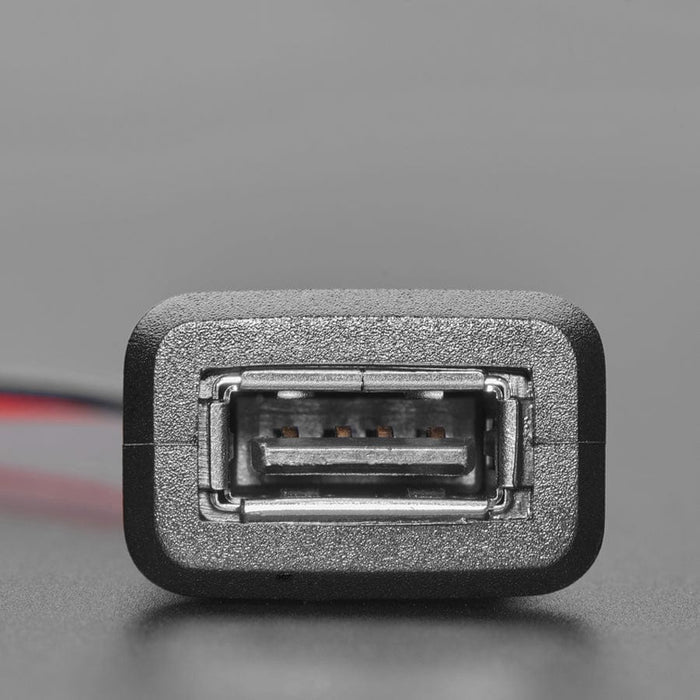 Usb Two Wire Snap-In Panel Mount Cable - USB-A Socket to 2 Wires - The Pi Hut