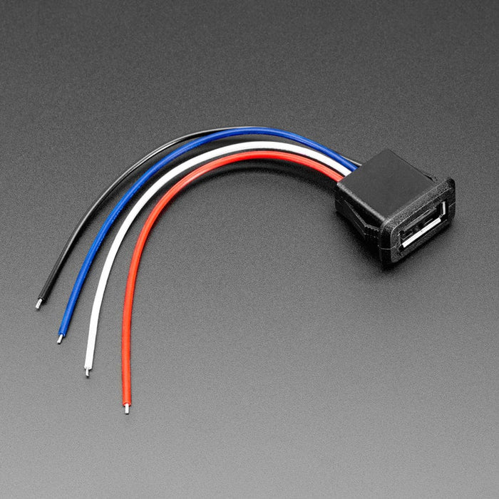 Usb Snap In Snap-In Panel Mount Cable - USB Type A Socket to 4 Wires - The Pi Hut