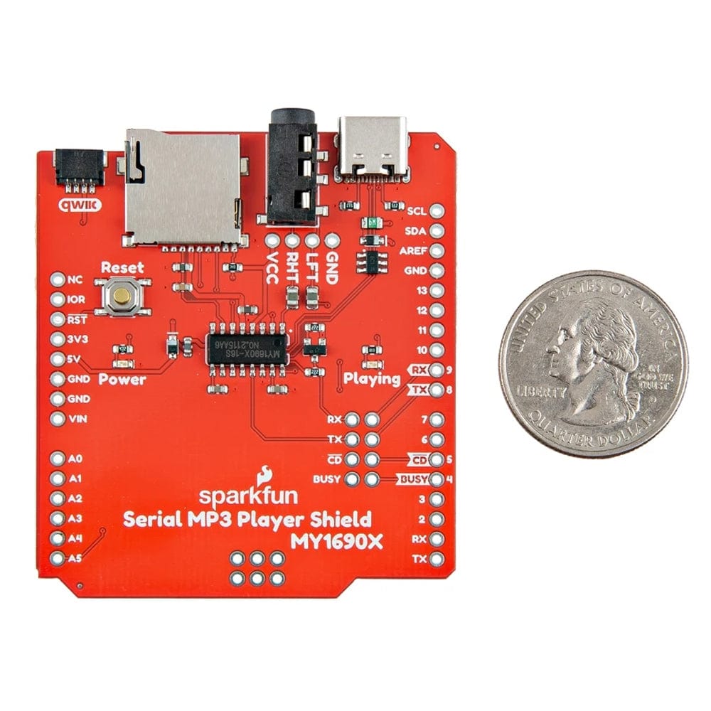 SparkFun Serial MP3 Player Shield - MY1690X-16S (Qwiic)