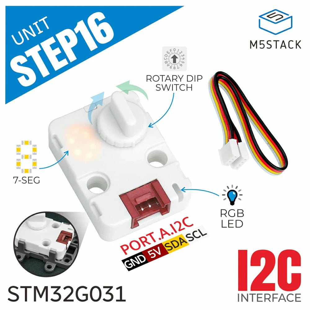Step16 Unit with 16-bit Rotary Encoder (GSMR-16) by M5Stack - The Pi Hut