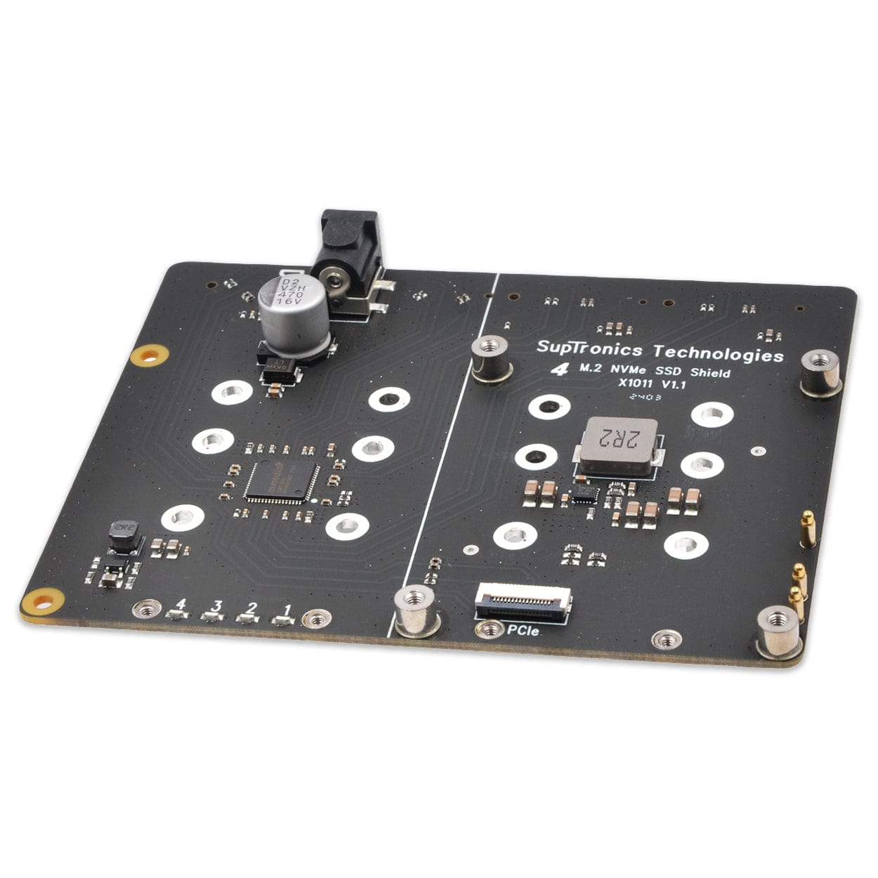 SupTronics X1011 Bottom-Mount Quad-NVMe Add-on for Raspberry Pi 5 by SupTronics - The Pi Hut