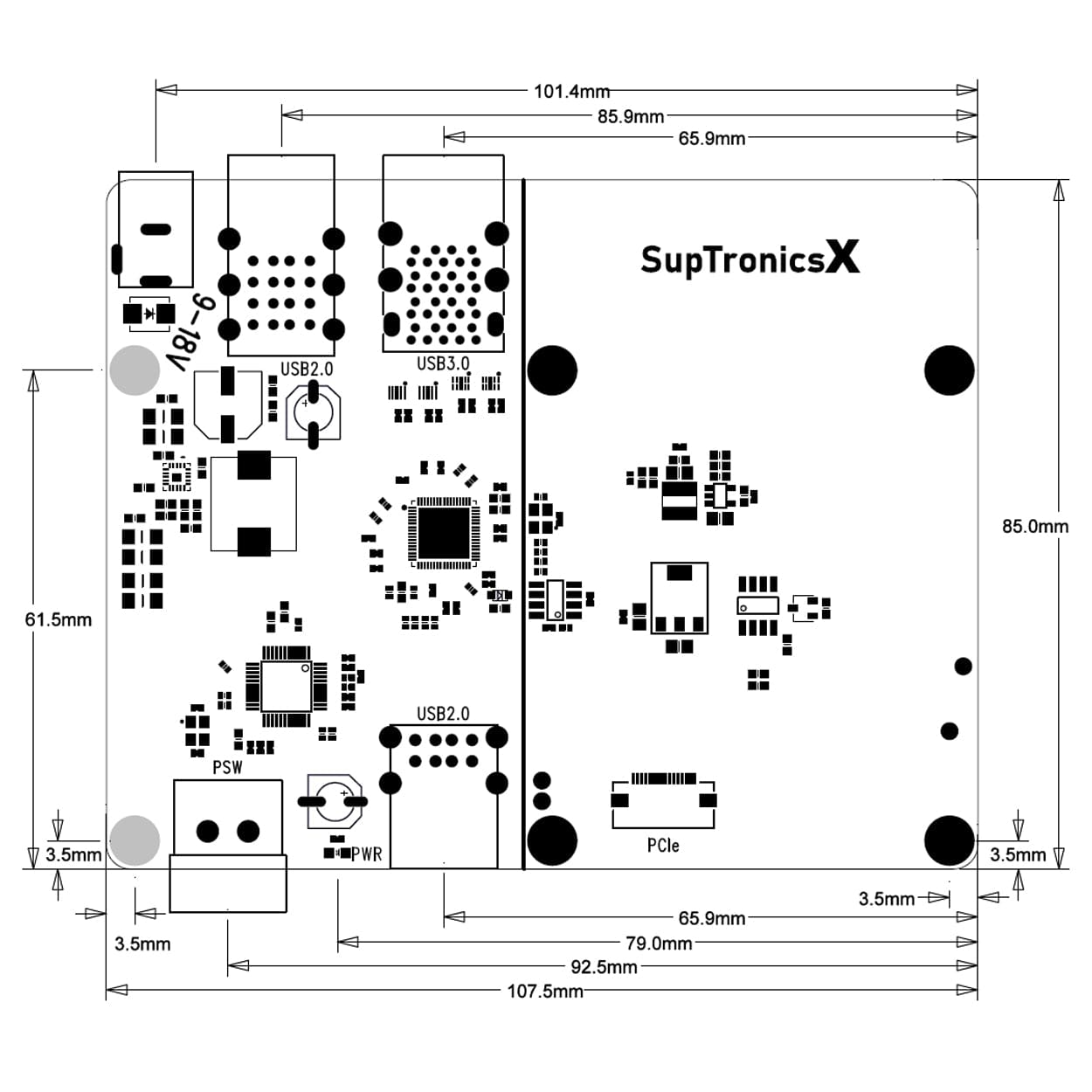SupTronics X1013 10-Port USB Hub Add-on for Raspberry Pi 5 by SupTronics - The Pi Hut