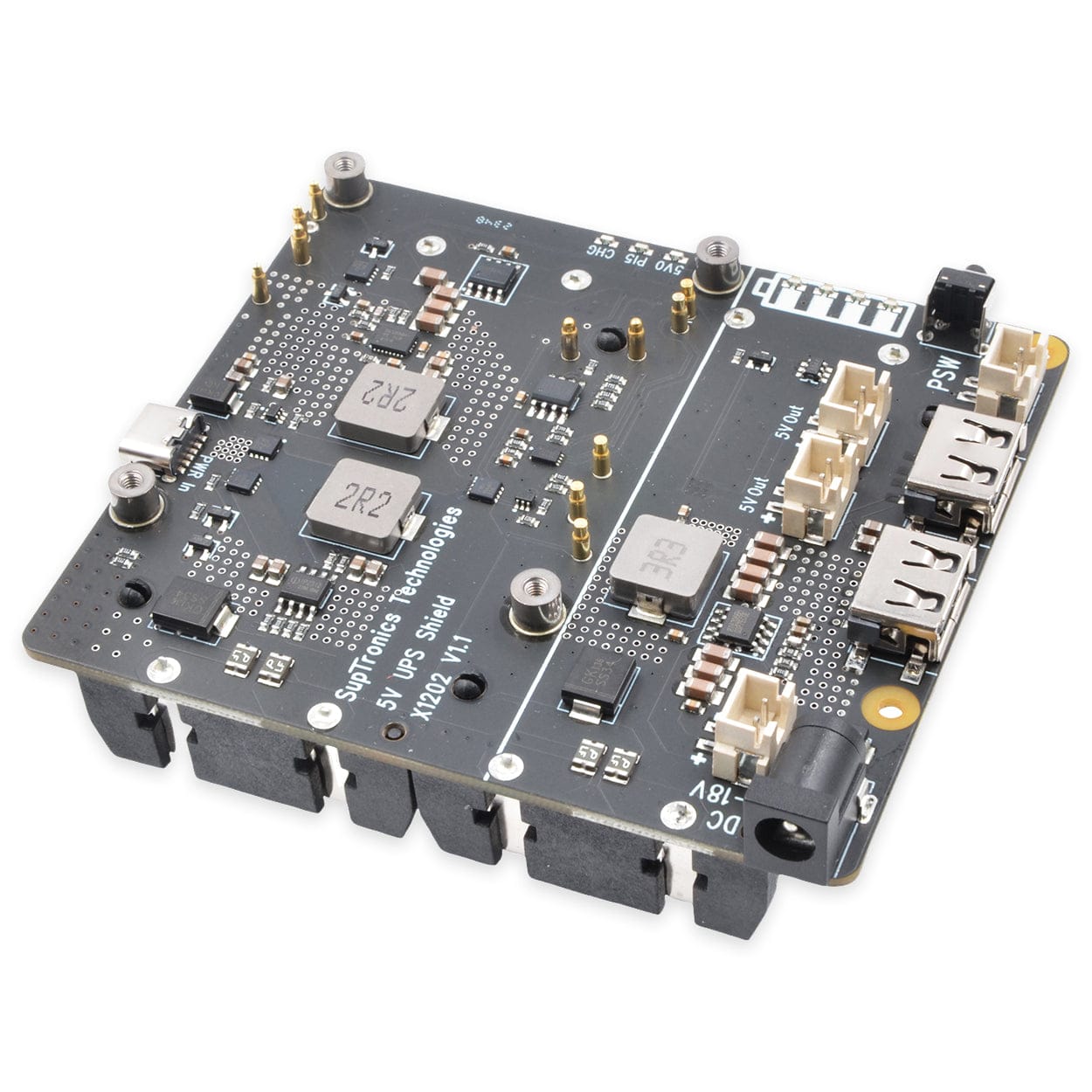 SupTronics X1202 4-Cell 18650 UPS for Raspberry Pi 5 by SupTronics - The Pi Hut