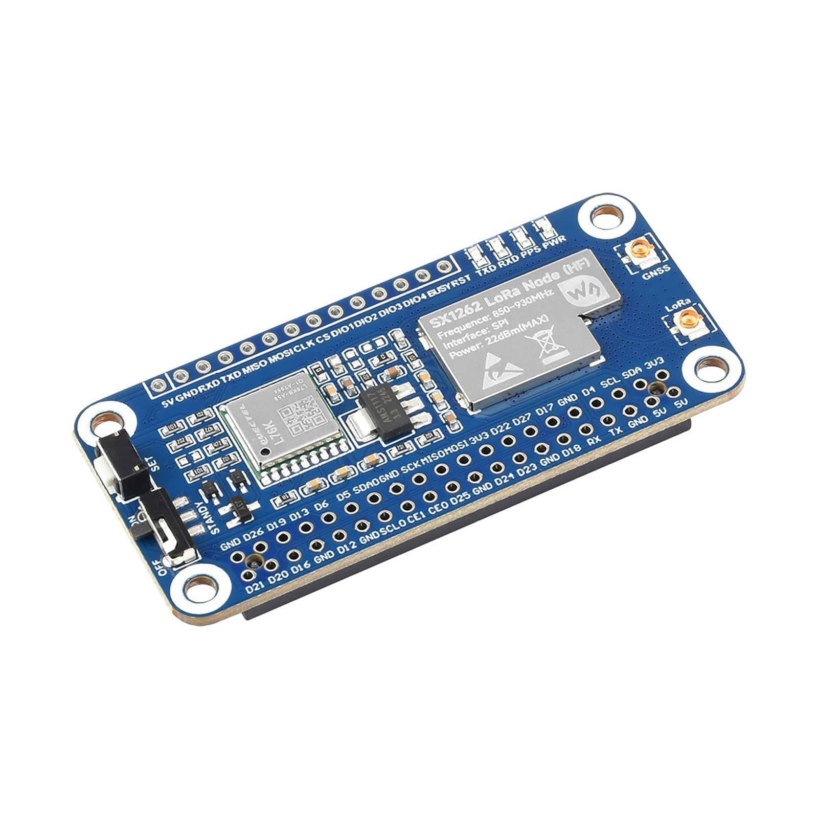 SX1262 LoRaWAN Node Module Expansion Board for Raspberry Pi (GNSS) - The Pi Hut