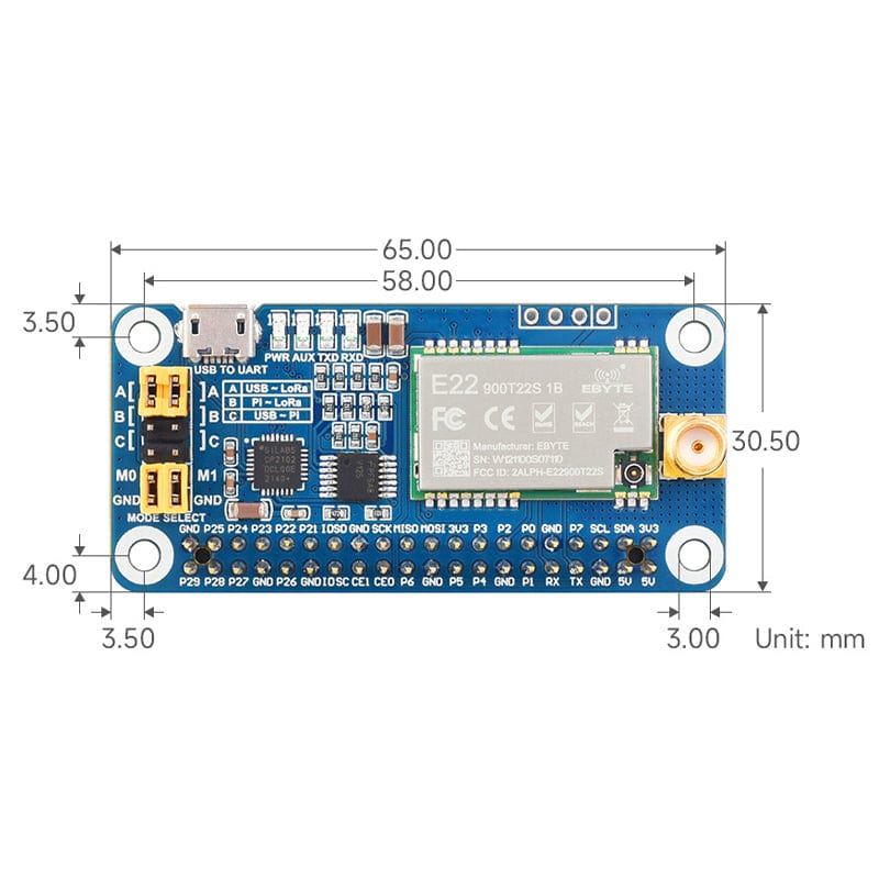 SX1268 LoRa HAT for Raspberry Pi (433MHz) - The Pi Hut