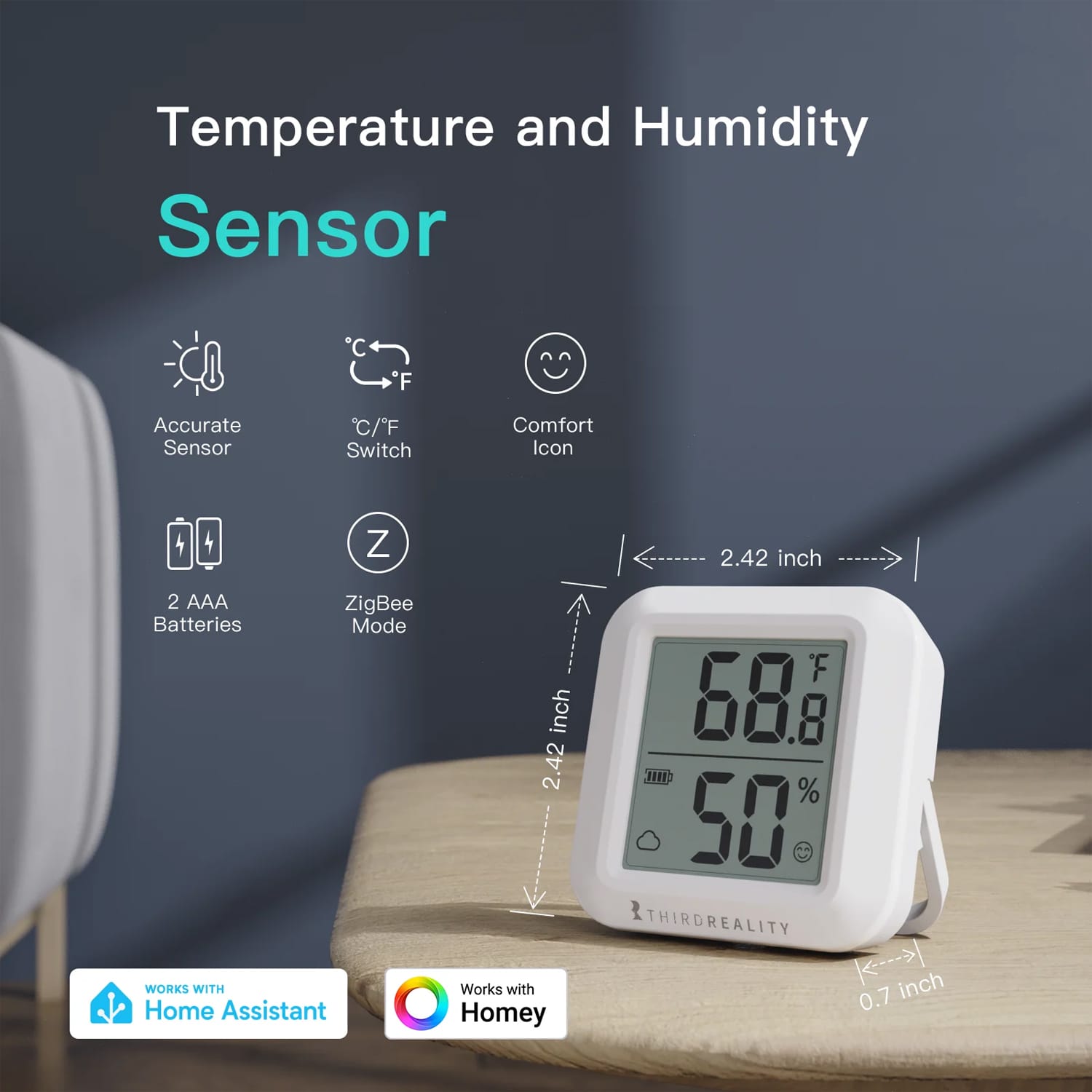 ThirdReality Zigbee Temperature and Humidity Sensor with LCD Display by ThirdReality - The Pi Hut