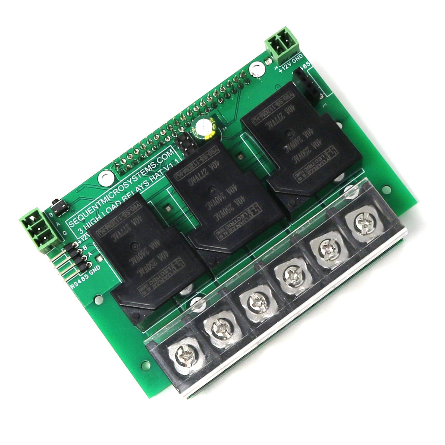 Three 40A/240V Relays RS485 Daisy-chainable HAT for Raspberry Pi - The Pi Hut