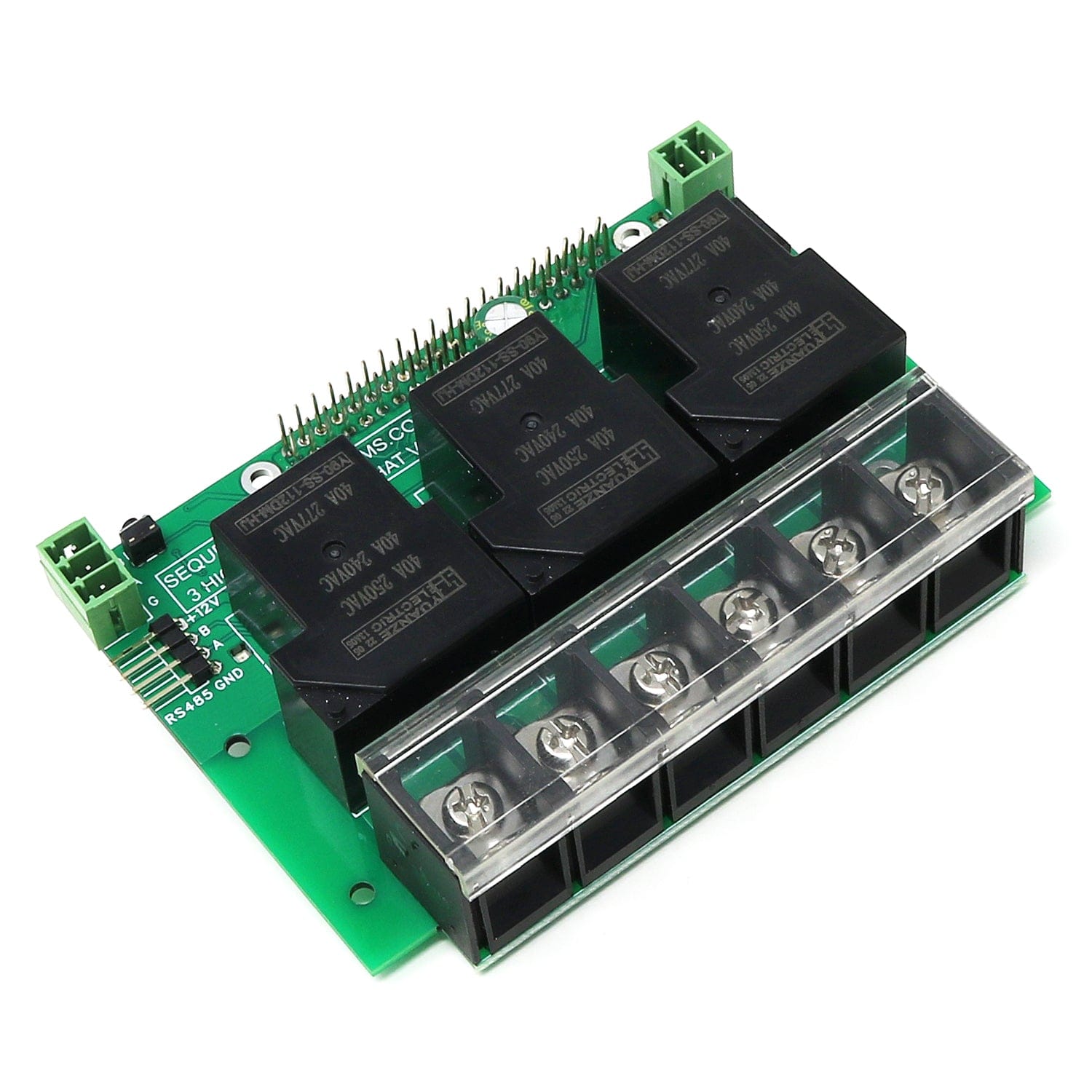 Three 40A/240V Relays RS485 Daisy-chainable HAT for Raspberry Pi - The Pi Hut