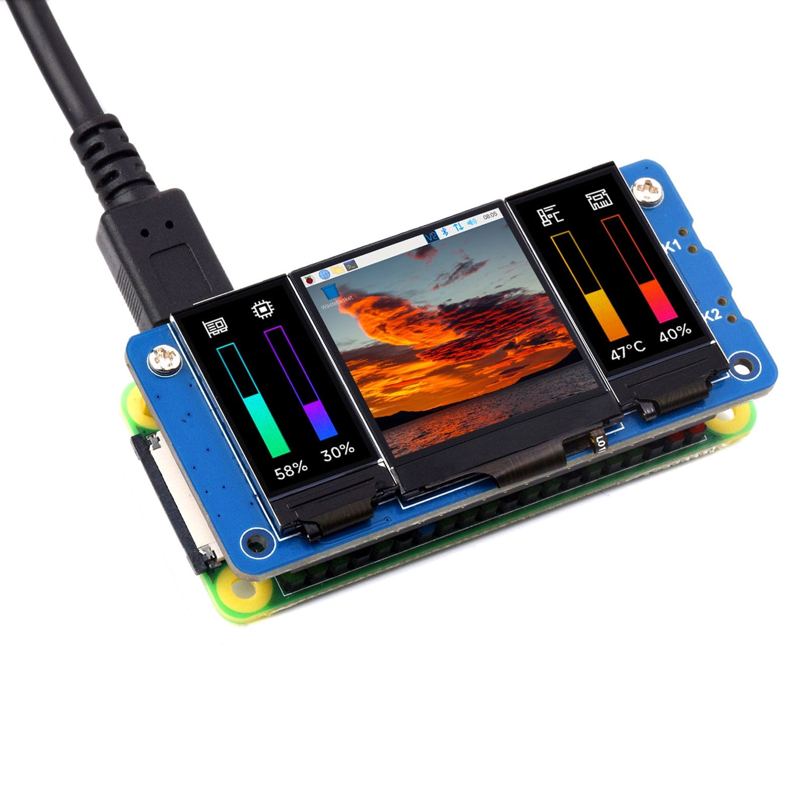 Triple IPS LCD HAT for Raspberry Pi - The Pi Hut
