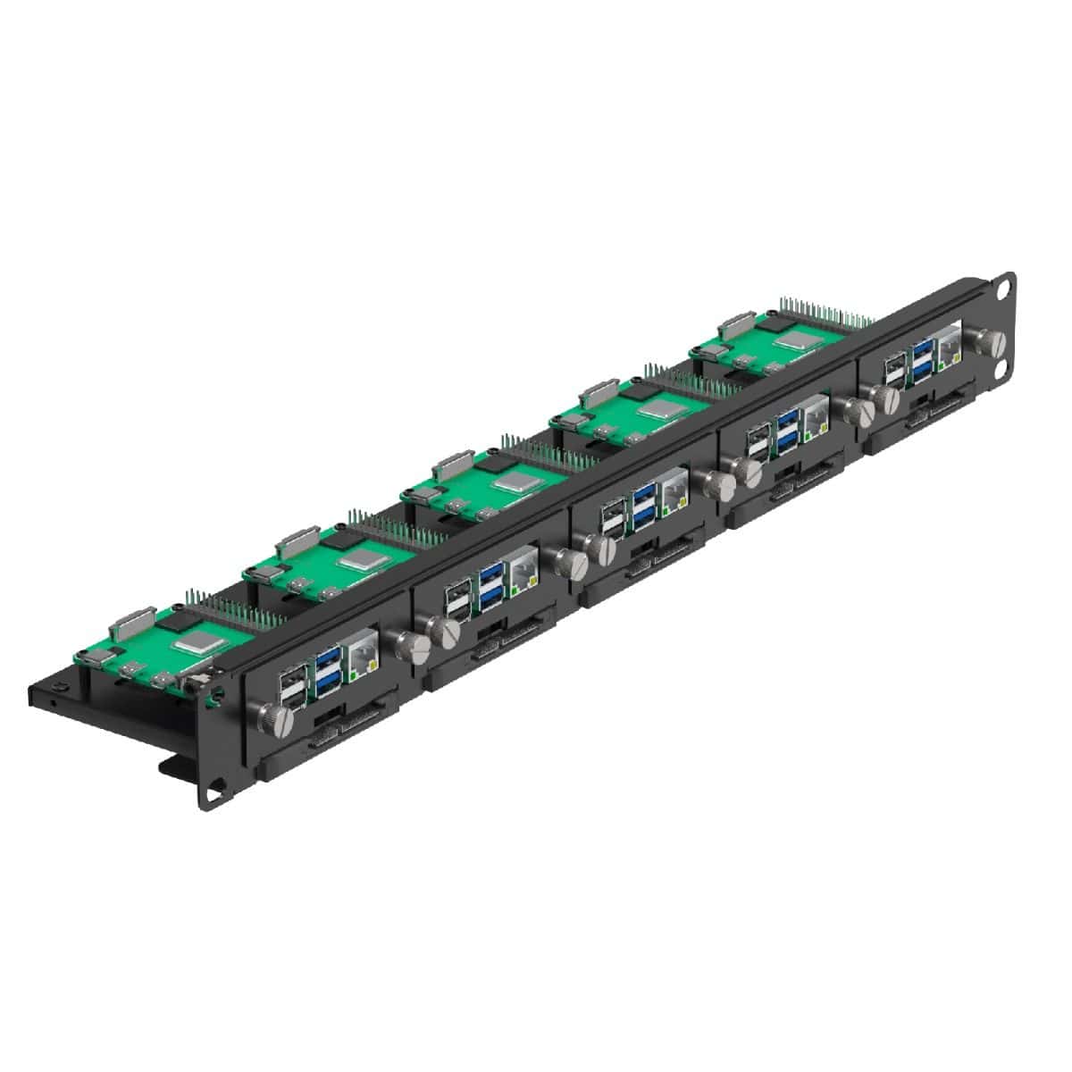 Uctronics 19" 1U Raspberry Pi Rack Mount with SSD Mounting Brackets (Holds 5x RPi) - The Pi Hut