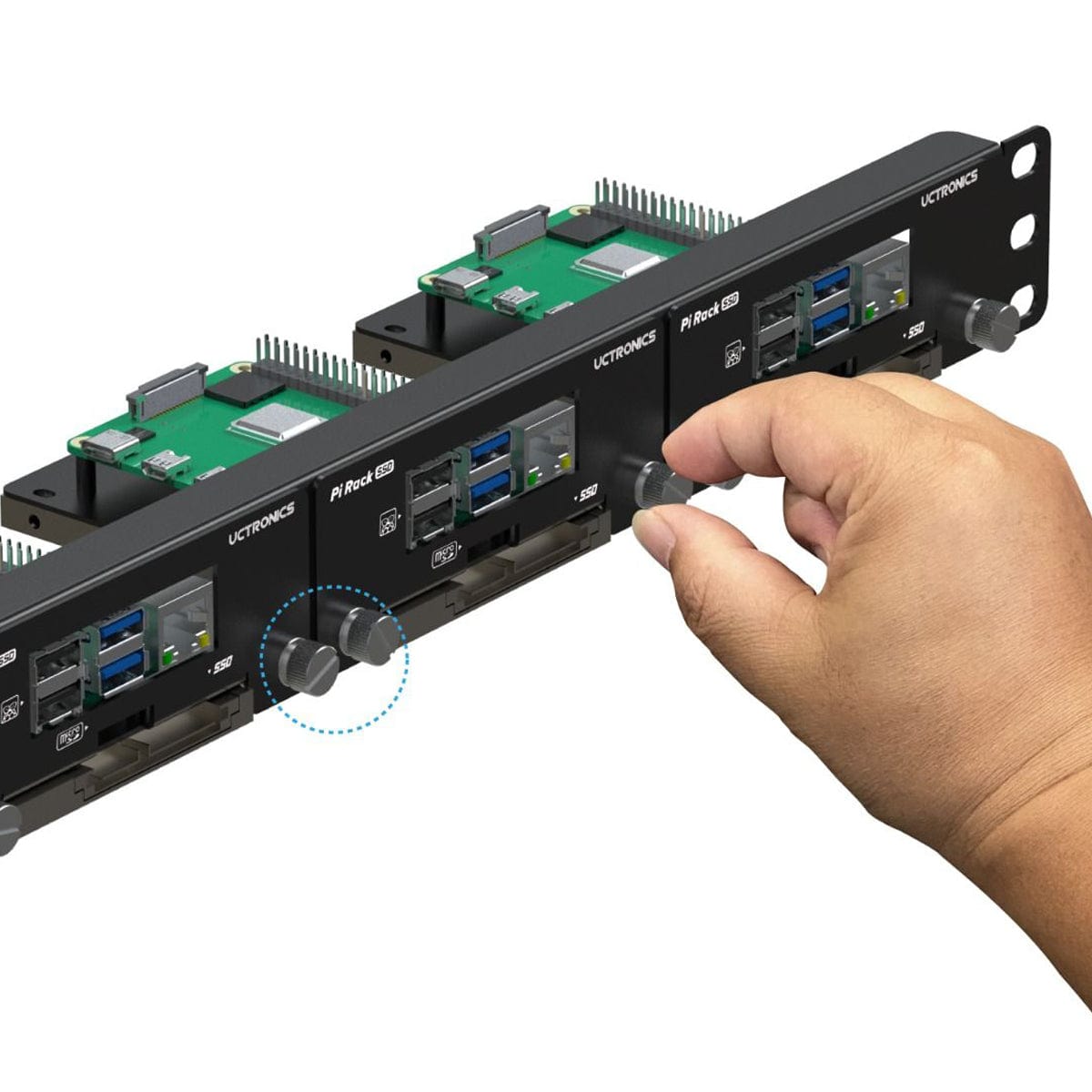 Uctronics 19" 1U Raspberry Pi Rack Mount with SSD Mounting Brackets (Holds 4x RPi) - The Pi Hut