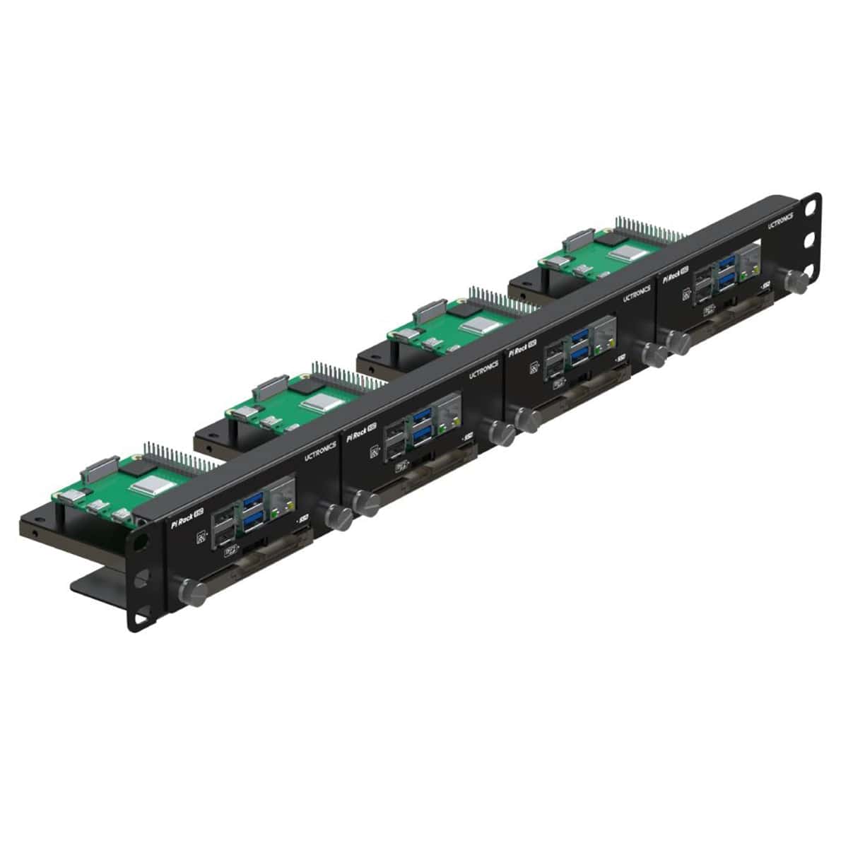 Uctronics 19" 1U Raspberry Pi Rack Mount with SSD Mounting Brackets (Holds 4x RPi) - The Pi Hut