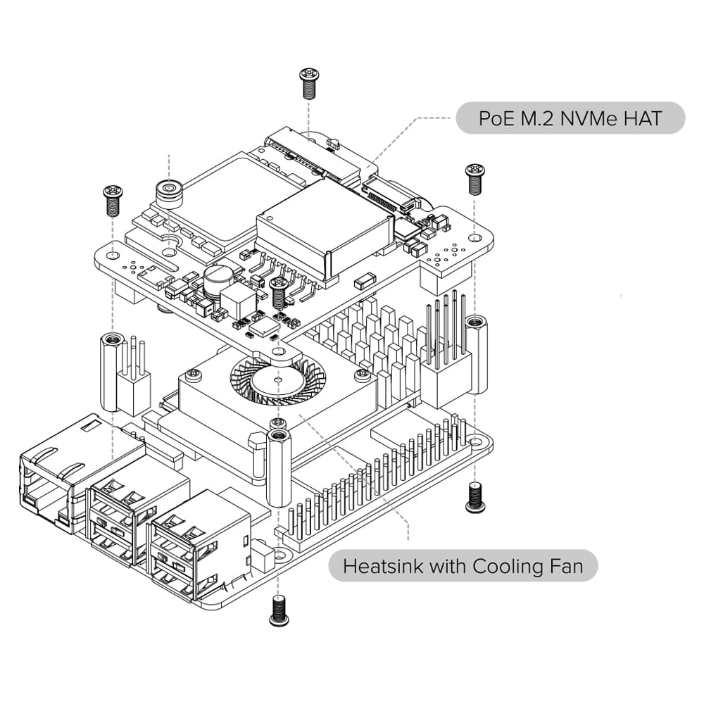 Uctronics 5V 5A PoE+ NVMe HAT for Raspberry Pi 5 (with Active Cooler) by Uctronics - The Pi Hut