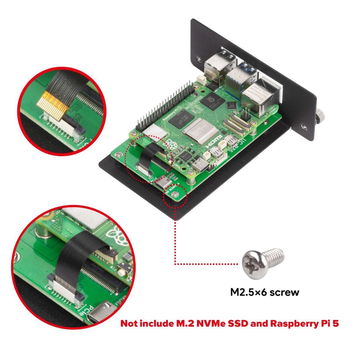 Uctronics Rack Basic for Pi 5 - 19" 1U Rack Mount with 4x M.2 Bases by Uctronics - The Pi Hut