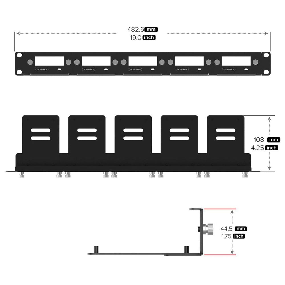Uctronics Rack Basic for Pi 5 - 19" 1U Rack Mount with 5x M.2 Bases by Uctronics - The Pi Hut
