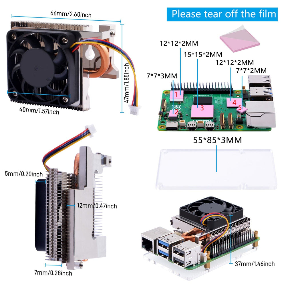 Ultra-thin ICE Tower Cooler for Raspberry Pi 5