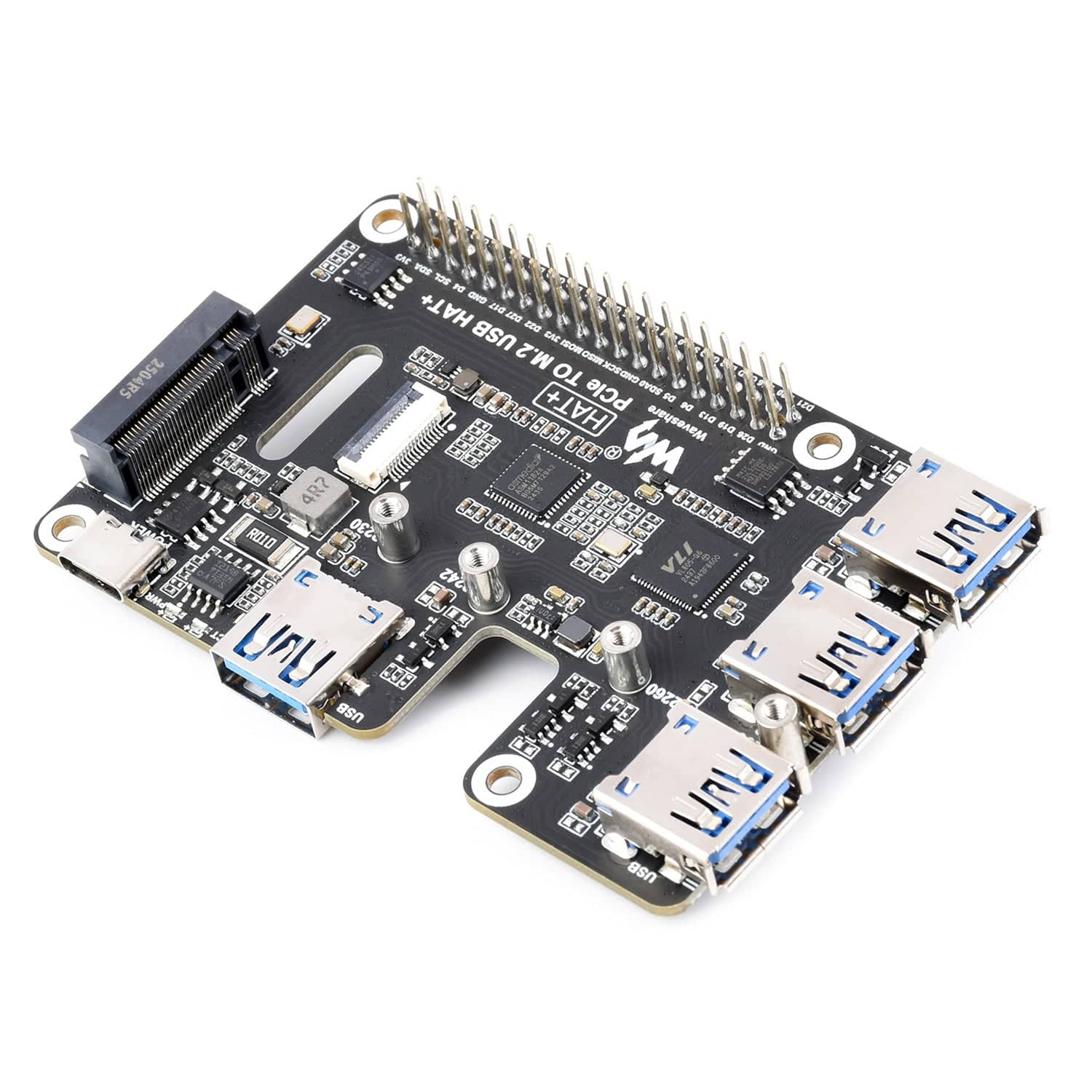 USB 3.2 Gen1 and M.2 HAT+ for Raspberry Pi 5 by Waveshare - The Pi Hut