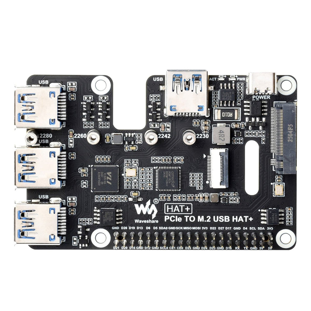 USB 3.2 Gen1 and M.2 HAT+ for Raspberry Pi 5 by Waveshare - The Pi Hut