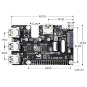 USB 3.2 Gen1 and M.2 HAT+ for Raspberry Pi 5 by Waveshare - The Pi Hut