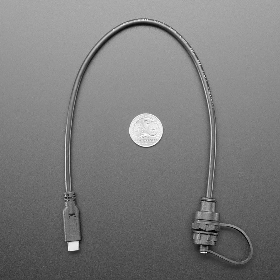 USB C Small Round Panel Mount Extension Cable - The Pi Hut