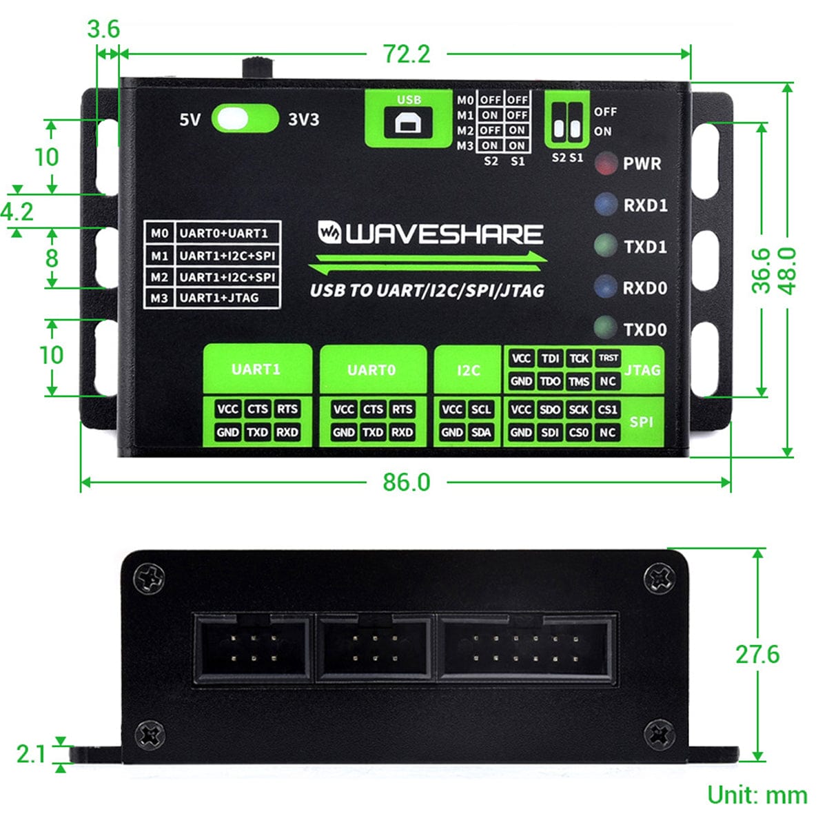 USB To UART/I2C/SPI/JTAG Converter - The Pi Hut