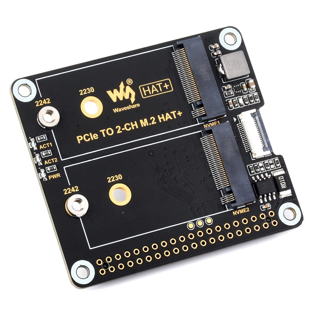 Waveshare Dual-Channel M.2 HAT+ for Raspberry Pi 5 by Waveshare - The Pi Hut