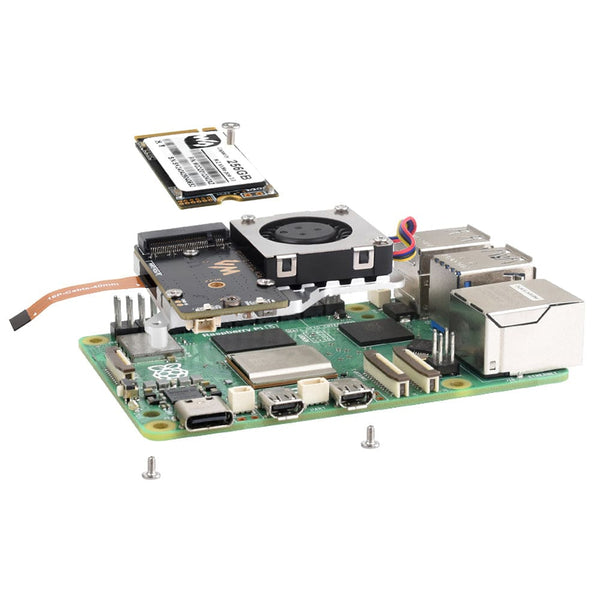 Waveshare M.2 Adapter with Active Cooler for Raspberry Pi 5 - The Pi Hut