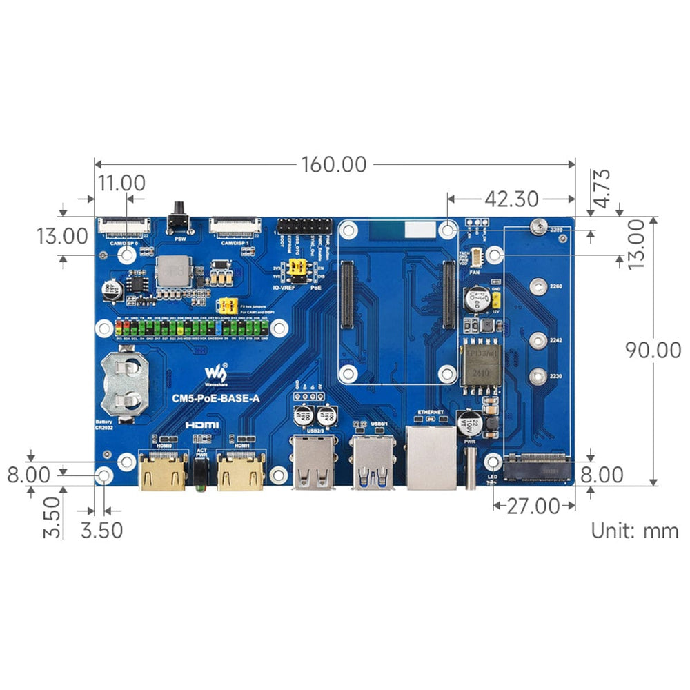 Waveshare PoE IO Board with Case for Compute Module 5