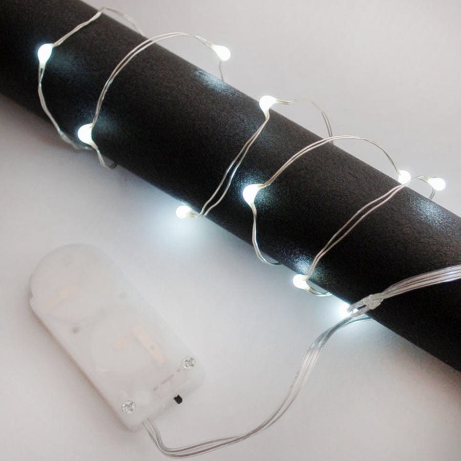 Wire Light LED Strand - 12 Cool White LEDs + Coin Cell Holder - The Pi Hut