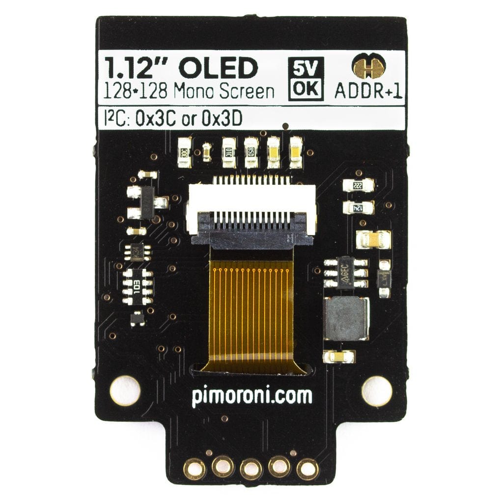 1.12" Mono OLED (128x128, white/black) Breakout - I2C - The Pi Hut