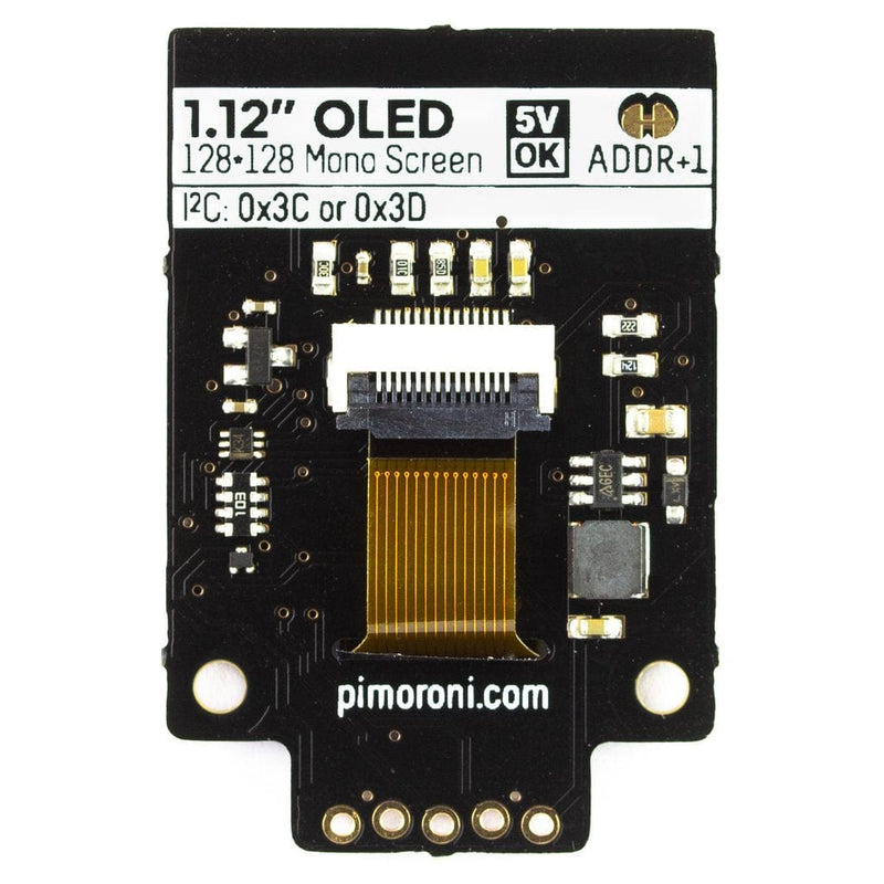1.12" Mono OLED (128x128, white/black) Breakout - I2C - The Pi Hut