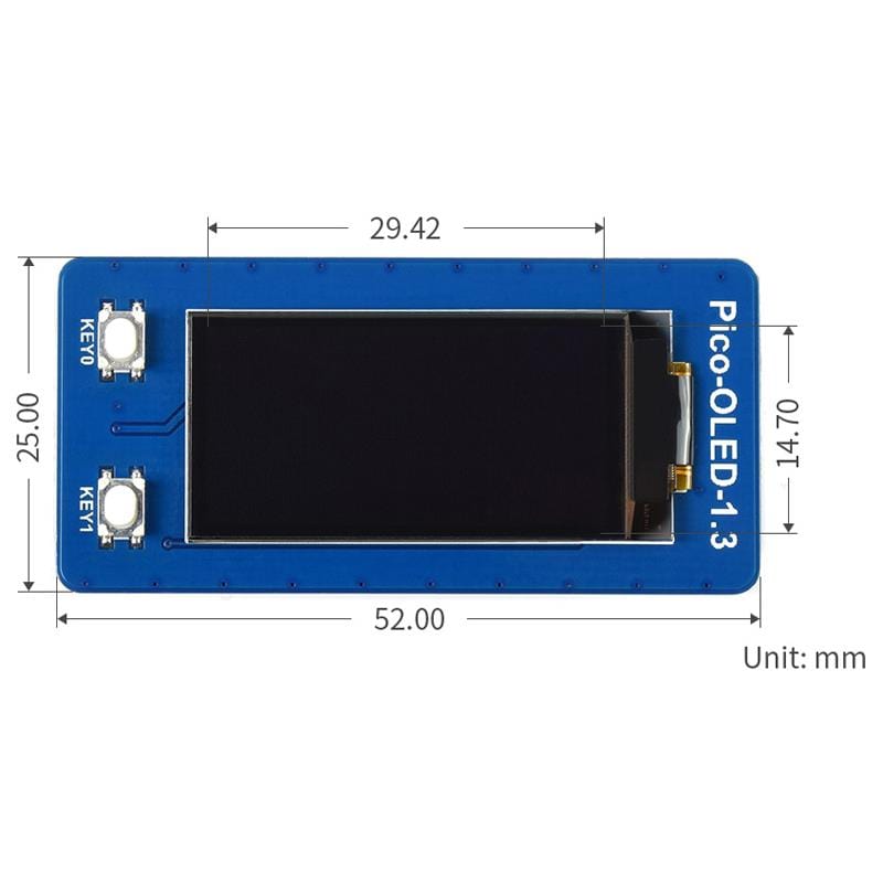 1.3" OLED Display Module for Raspberry Pi Pico (64×128) - The Pi Hut