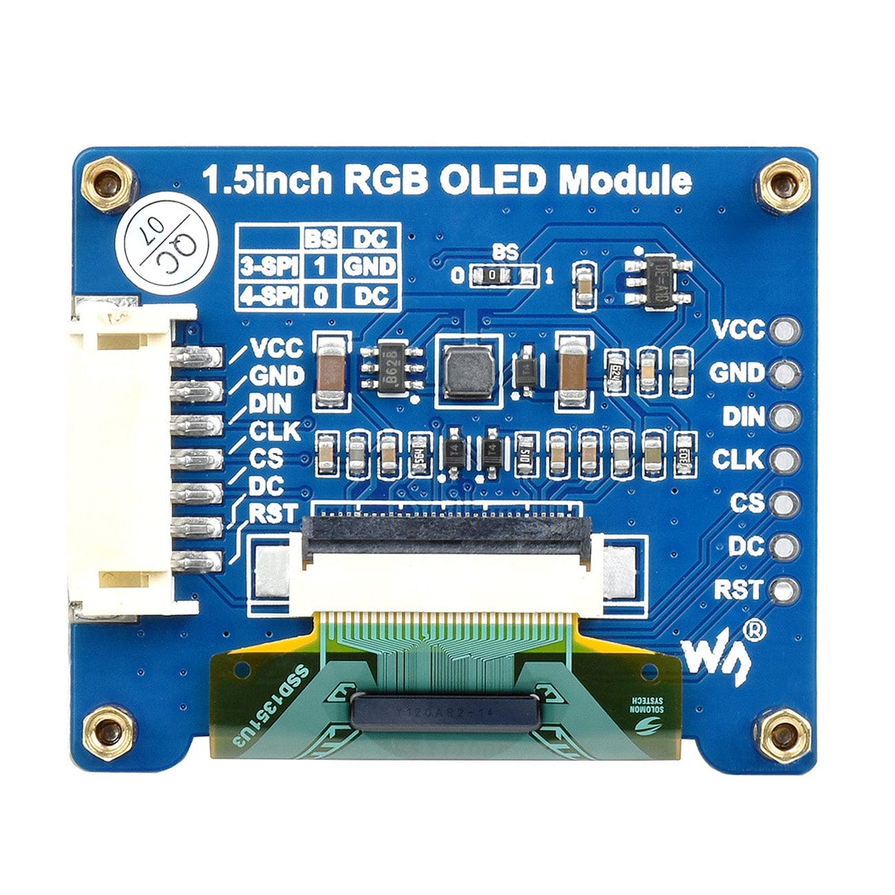 1.5" RGB OLED Display Module - 16-bit High Colour (128x128) - The Pi Hut