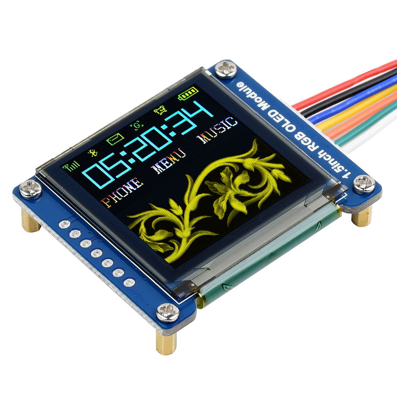 1.5" RGB OLED Display Module - 16-bit High Colour (128x128) - The Pi Hut