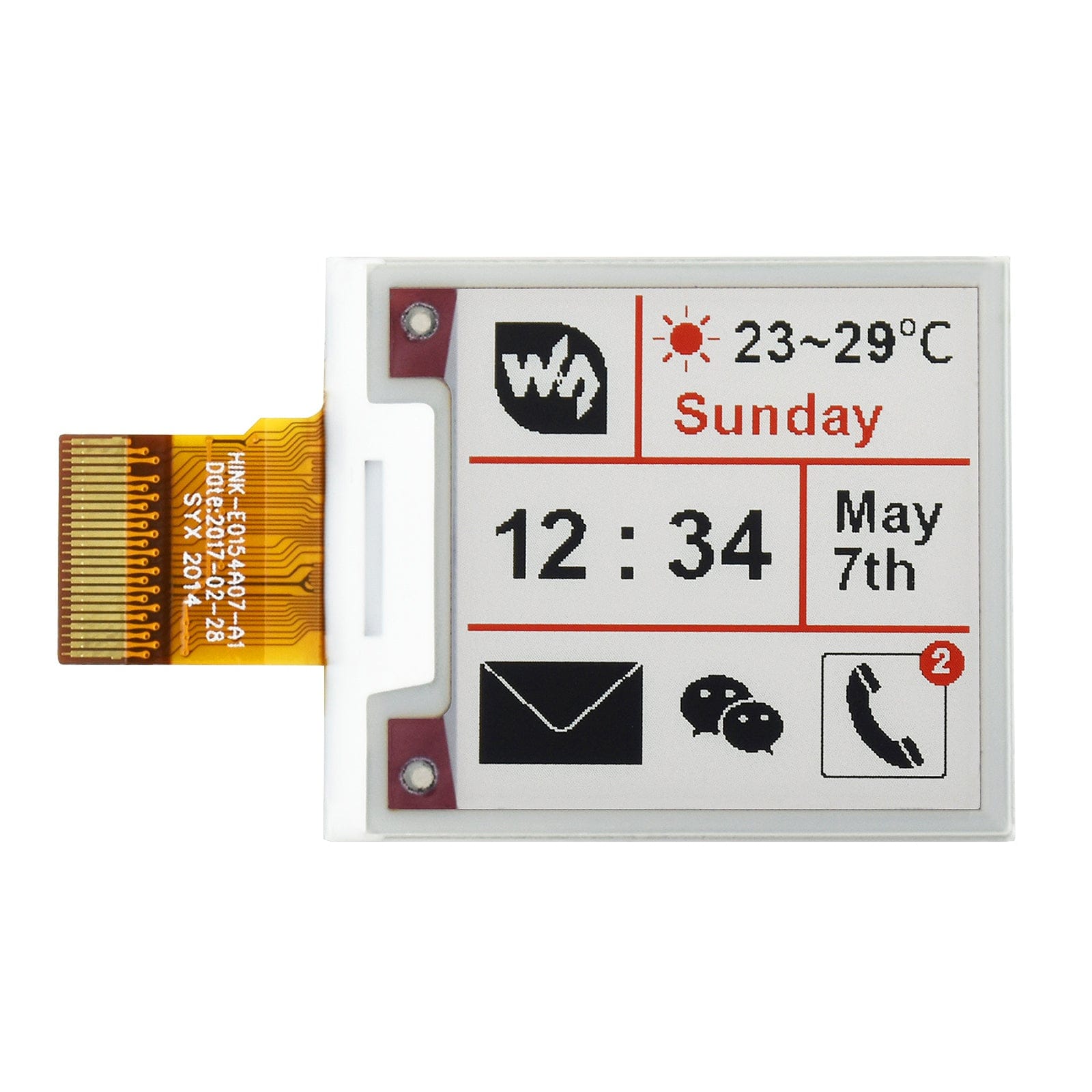 Three-Colour 1.54" E-Ink Raw Display Panel (200x200) - The Pi Hut