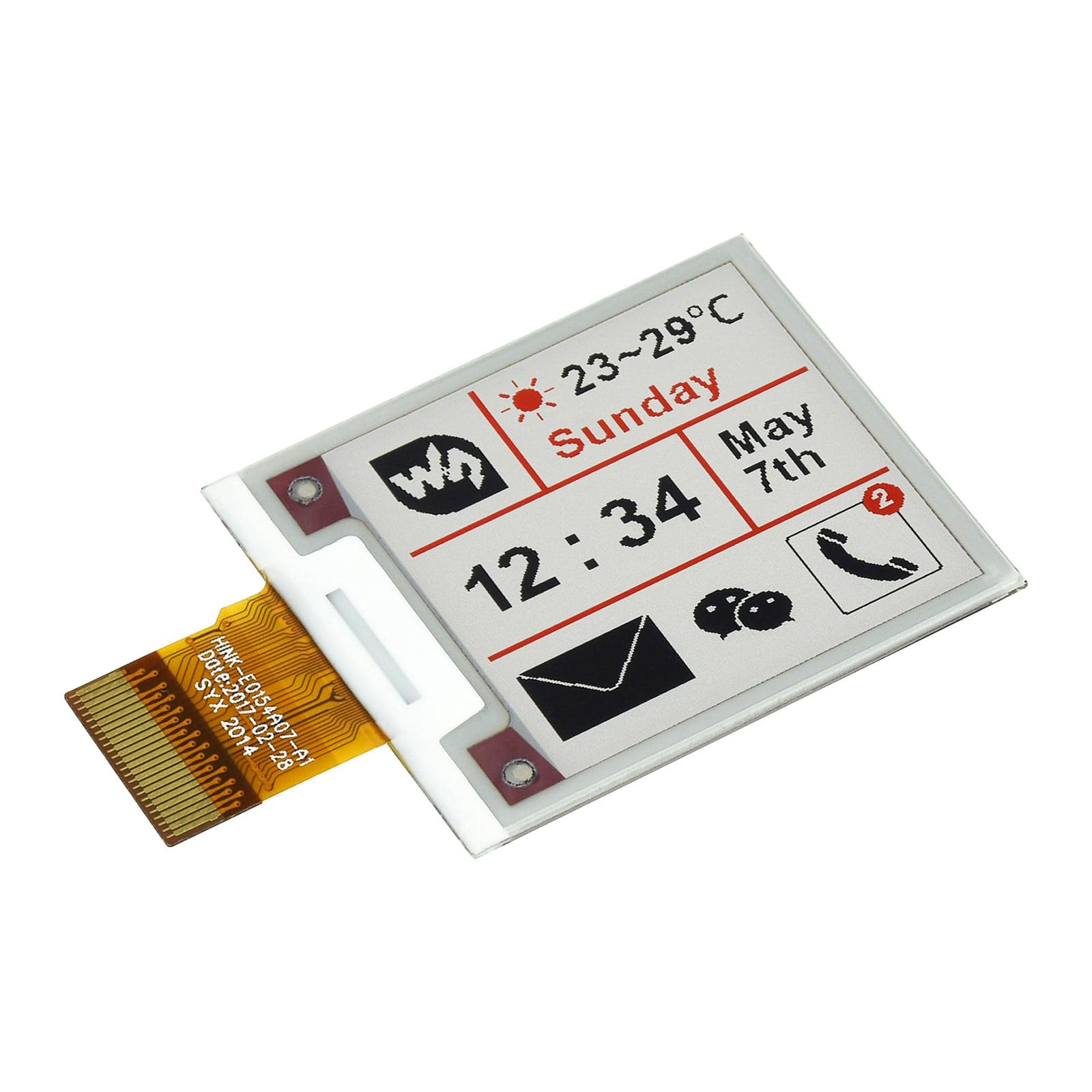 Three-Colour 1.54" E-Ink Raw Display Panel (200x200) - The Pi Hut