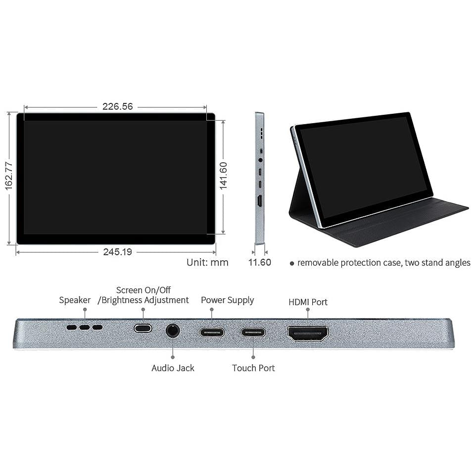 10.5" 2K 2560x1600 AMOLED HDMI Touchscreen Display - The Pi Hut