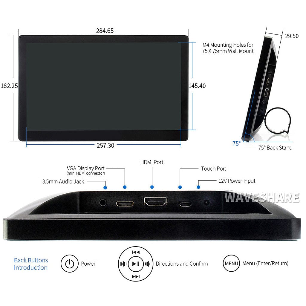 11.6" IPS Capacitive Touchscreen LCD with Case (1920x1080) - The Pi Hut