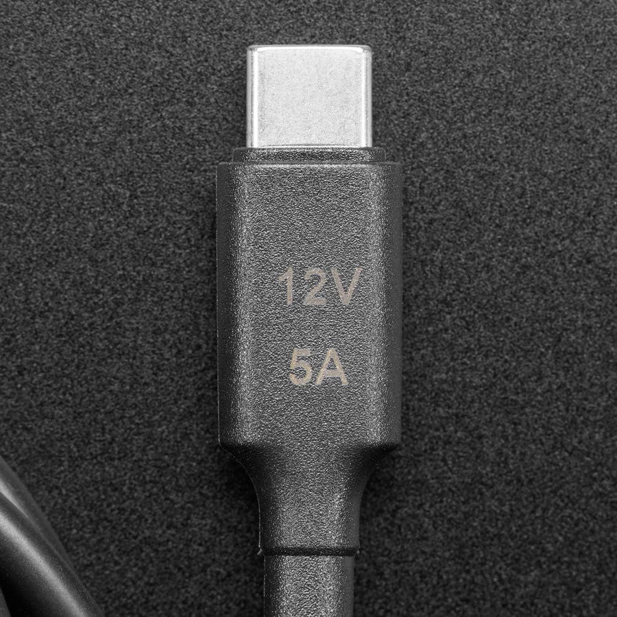 12V 5A USB-C 3.1 PD to 5.5mm Barrel Jack Cable - 1.2m with E-Mark - The Pi Hut