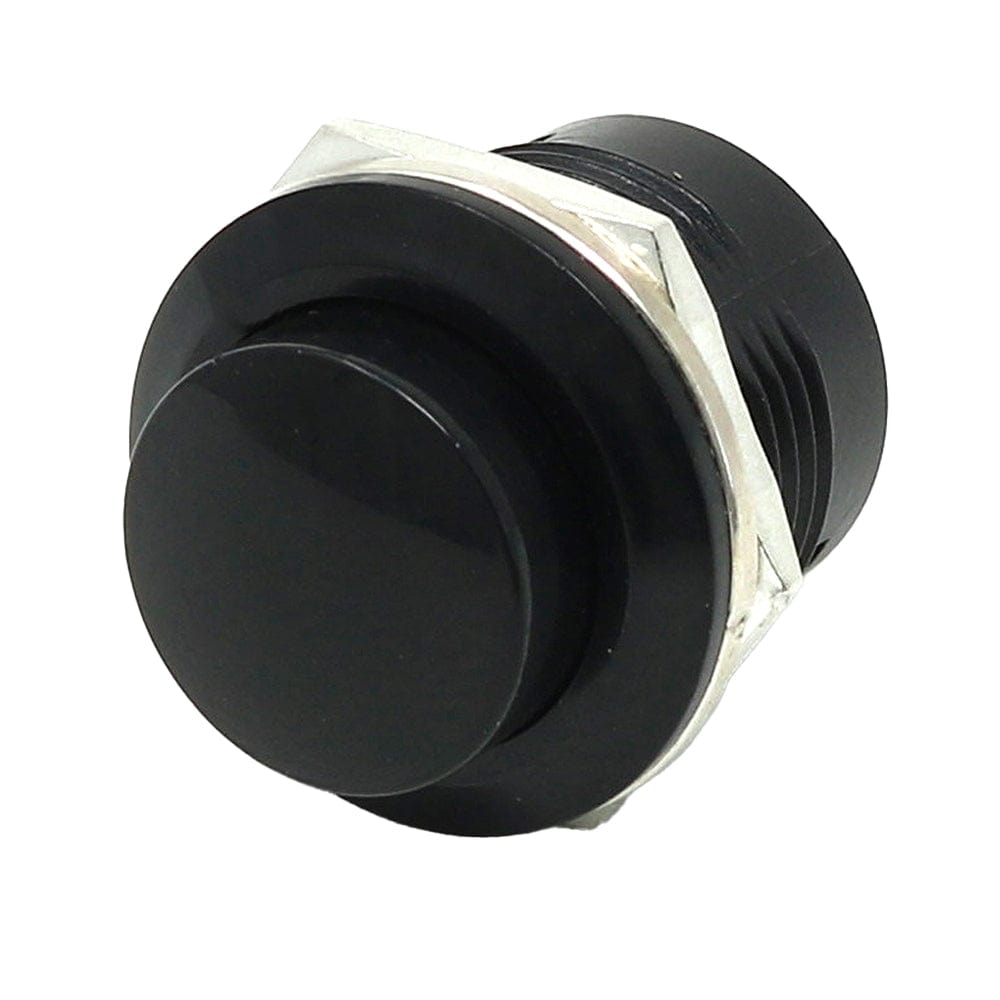 16mm Panel Mount Momentary Pushbutton - Black - The Pi Hut