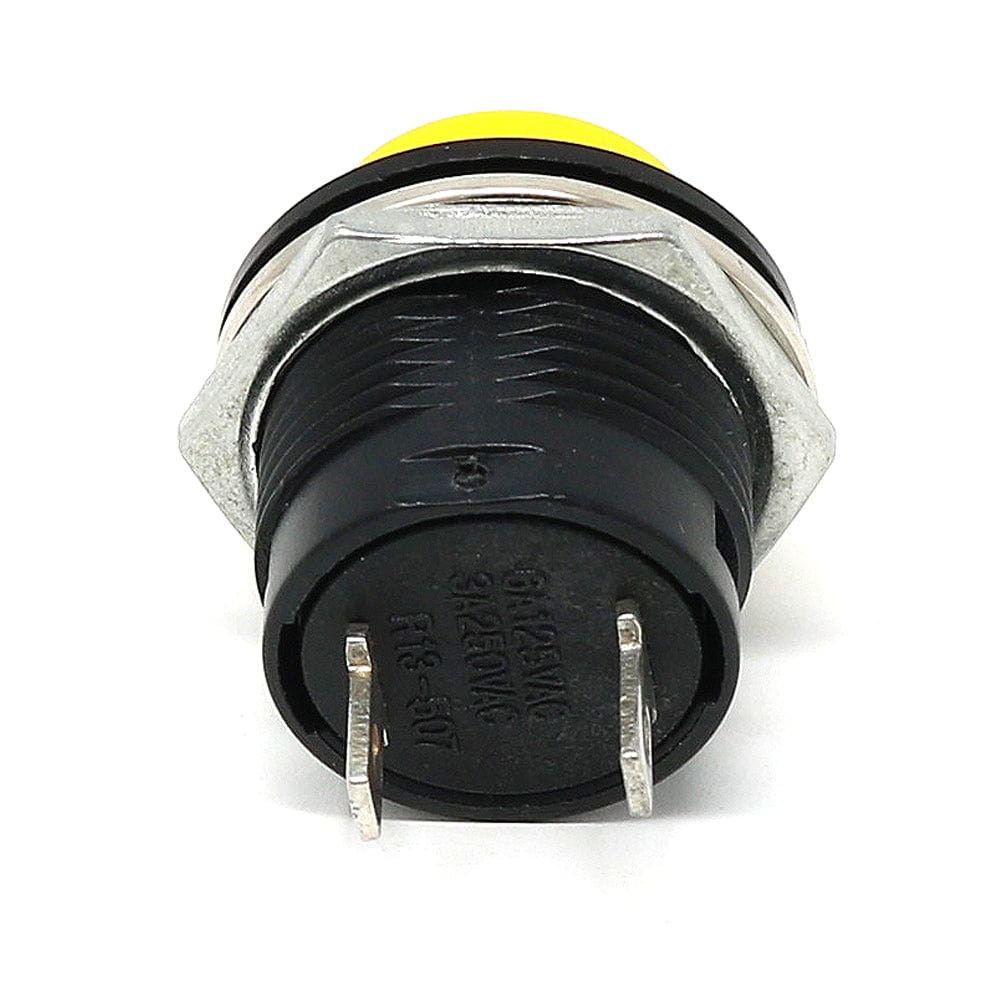 16mm Panel Mount Momentary Pushbutton - Yellow - The Pi Hut