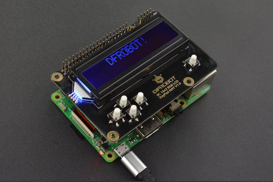 16x2 I2C RGB LCD Keypad HAT with RGB Font - The Pi Hut