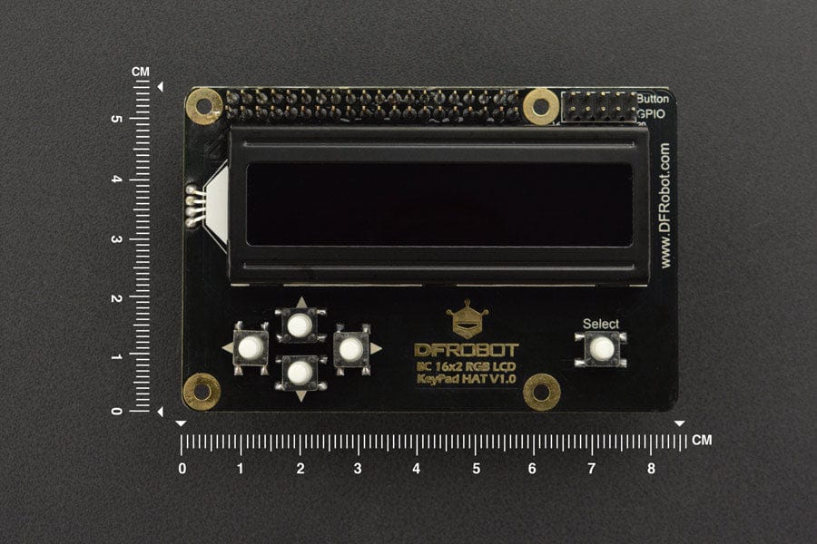 16x2 I2C RGB LCD Keypad HAT with RGB Font - The Pi Hut