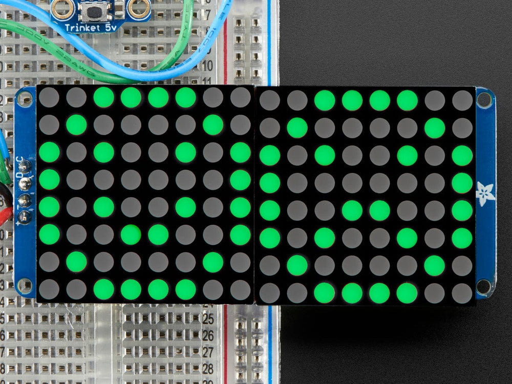 16x8 1.2" LED Matrix + Backpack - Ultra Bright Round Green LEDs - The Pi Hut