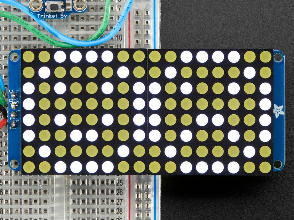16x8 1.2" LED Matrix + Backpack - Ultra Bright Round White LEDs - The Pi Hut