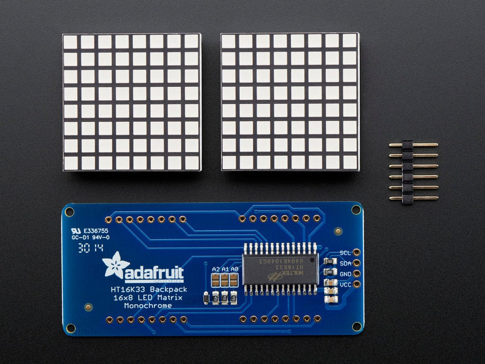 16x8 1.2" LED Matrix + Backpack - Ultra Bright Square Amber LEDs - The Pi Hut