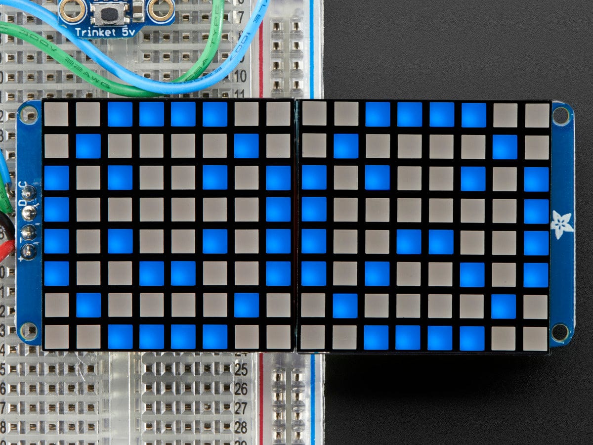 16x8 1.2" LED Matrix + Backpack - Ultra Bright Square Blue LEDs - The Pi Hut