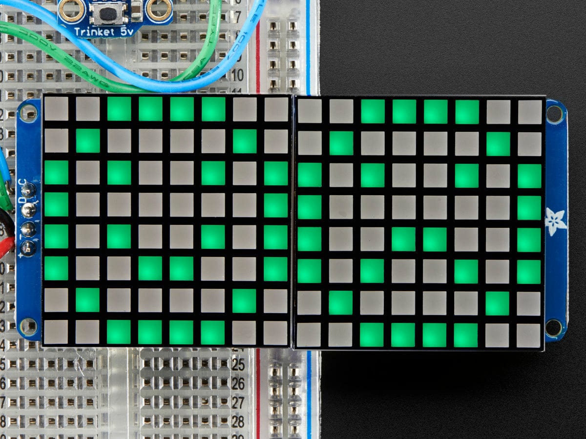 16x8 1.2" LED Matrix + Backpack - Ultra Bright Square Green LEDs - The Pi Hut