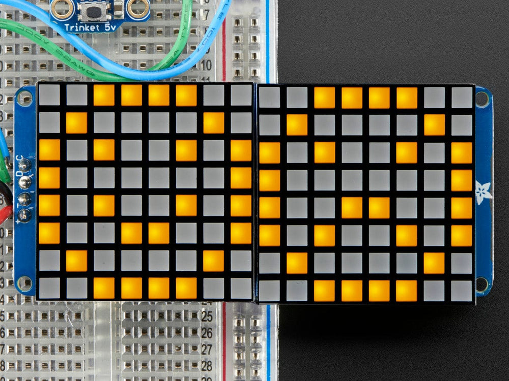 16x8 1.2" LED Matrix + Backpack -Ultra Bright Square Yellow LEDs - The Pi Hut